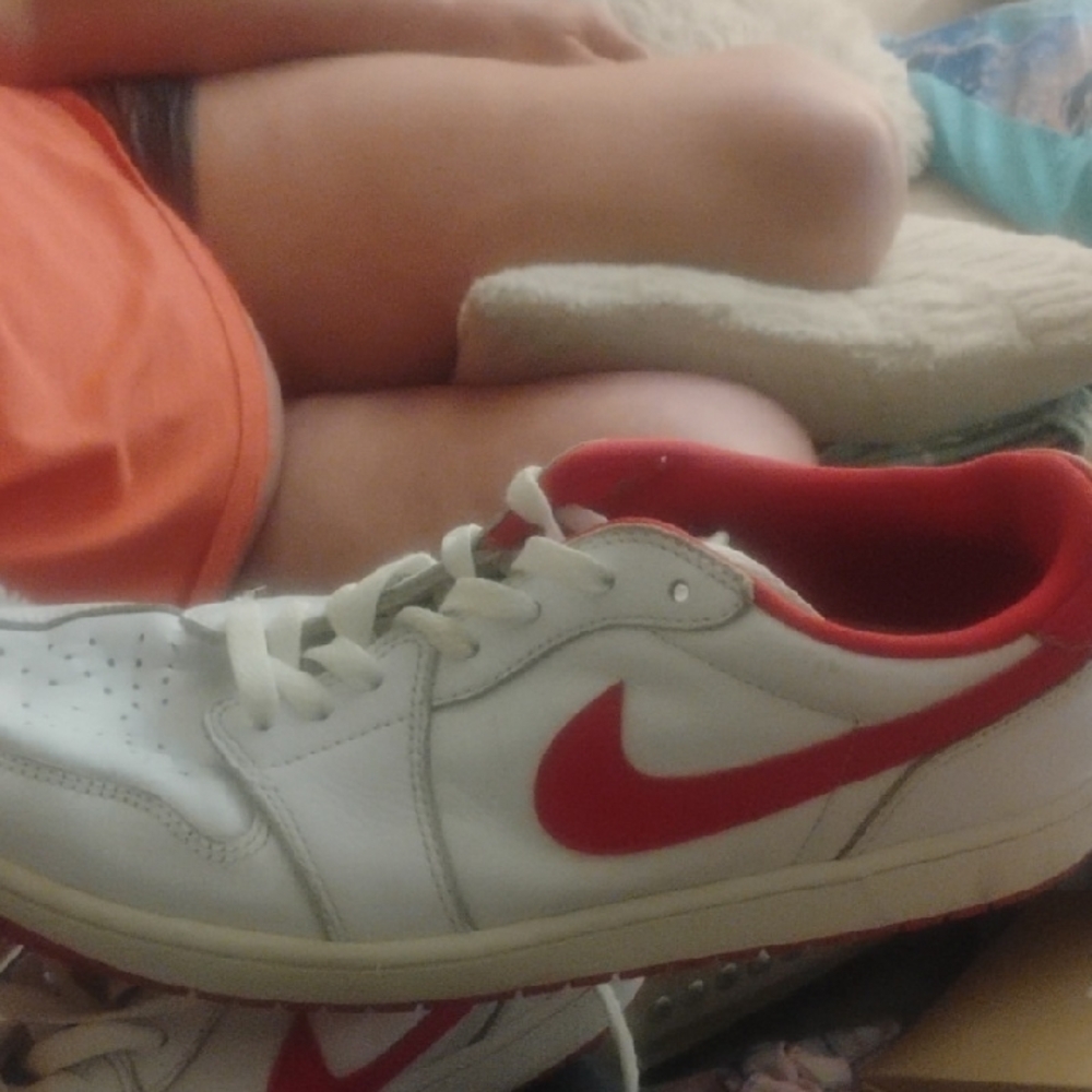 Nike White and Red Athletic Shoes
